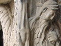 Detail of the stone pier in the doorway of the Abbey of St. Pierre de Moissac, France, circa 1100. The carving depicts St. Jeremiah, and is remarkably well preserved. Both the detail, and the expressive manner in which the scene is depicted, indicate that the sculptor was truly a master. It is thought that he also worked in Spain, at the monastery of St. Domingo de Silos. Then as now, exceptionally talented individuals were much sought after, and thus applied their skills around the world.