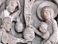 The Adoration of the Magi, a stone carving from the cathedral of St. Lazare in Autun, France. Durham Cathedral would have once had similar carvings on the stone screen that stood in the transept.