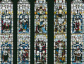 The Te Deum Window. This window was unveiled in 1869 in memory of Charles Thorp, Archdeacon of Durham, who was instrumental in the foundation of Durham University in the 1830s. The window cost �650 and incorporates some fragments of medieval glass in its upper sections. 